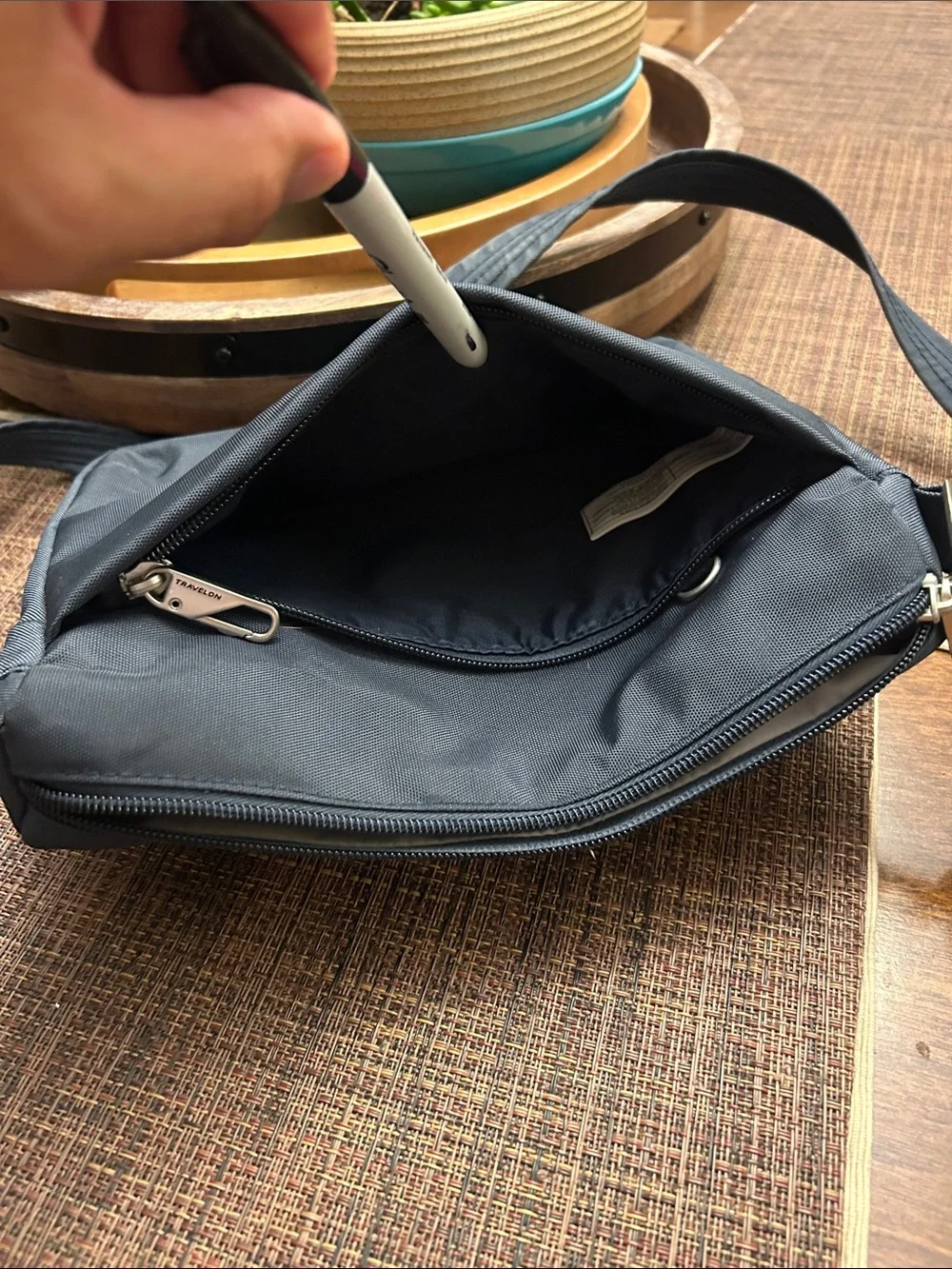Travelon Navy Crossbody Messenger Bag